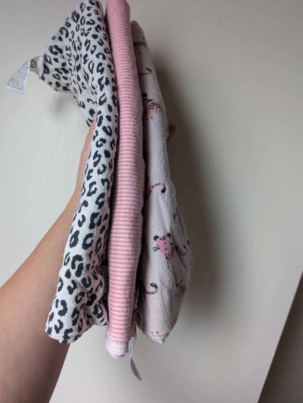 Kids Pink Leopard and Stripe/Pink And Grey Elephant Receiving Blankets Set Of 6